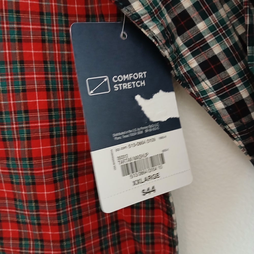 St. John's Bay Red and Black Plaid Button Down Shirt Size XXL New $20 - Picture 6 of 12